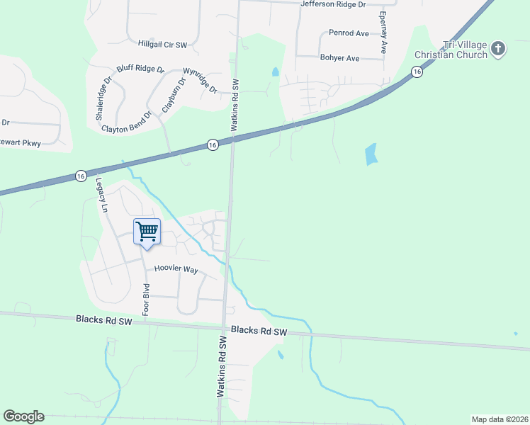 map of restaurants, bars, coffee shops, grocery stores, and more near 6091 Watkins Road Southwest in Pataskala