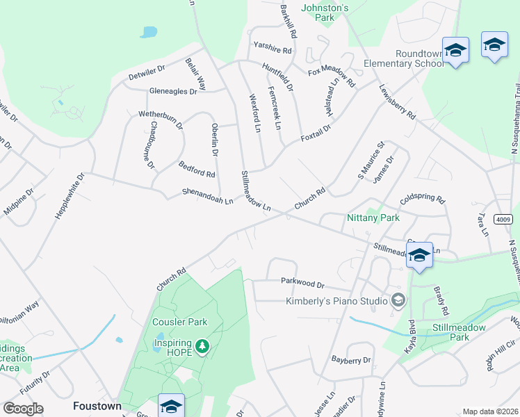 map of restaurants, bars, coffee shops, grocery stores, and more near 2550 Stillmeadow Lane in York
