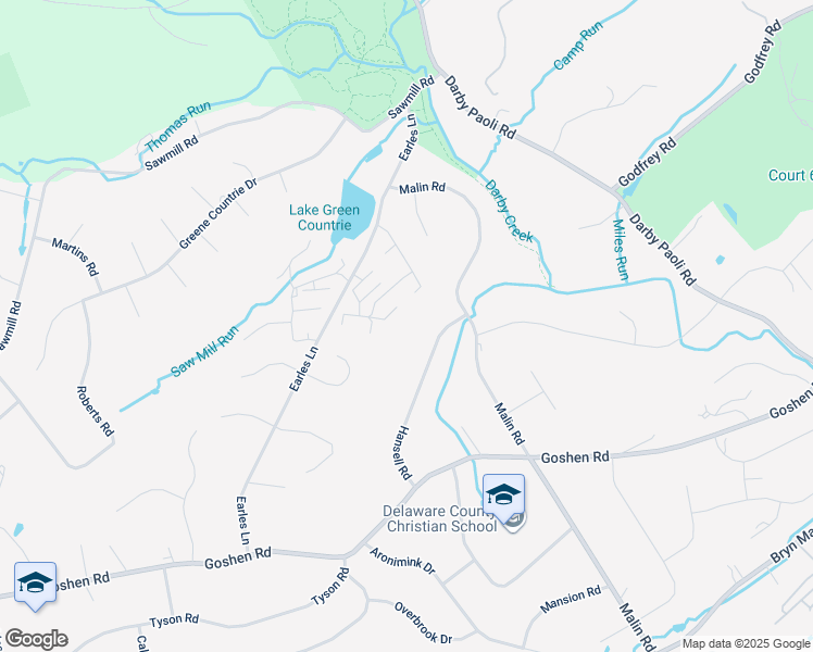 map of restaurants, bars, coffee shops, grocery stores, and more near 232 Hansell Road in Newtown Square