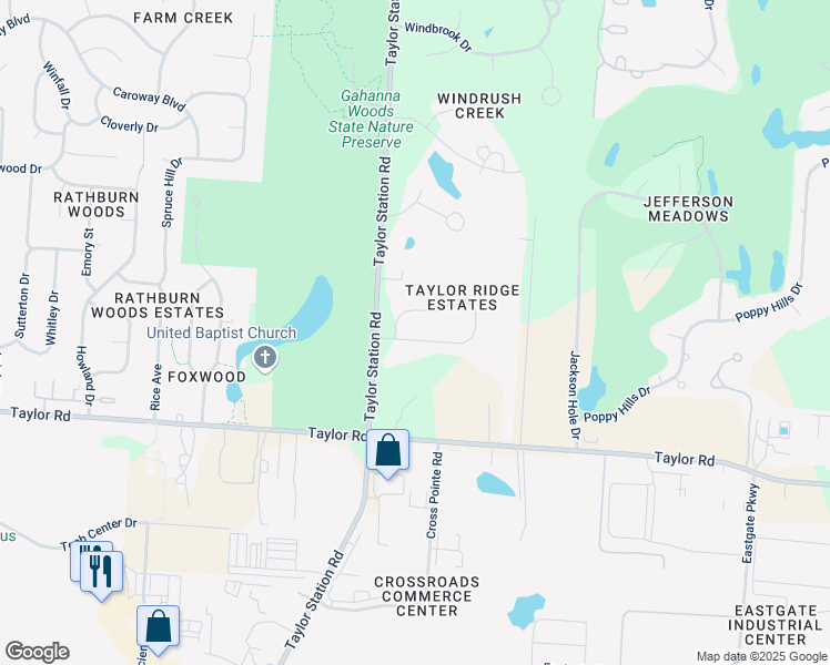 map of restaurants, bars, coffee shops, grocery stores, and more near 6598 Estate View Drive South in Blacklick