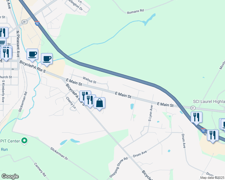 map of restaurants, bars, coffee shops, grocery stores, and more near 869 East Main Street in Somerset