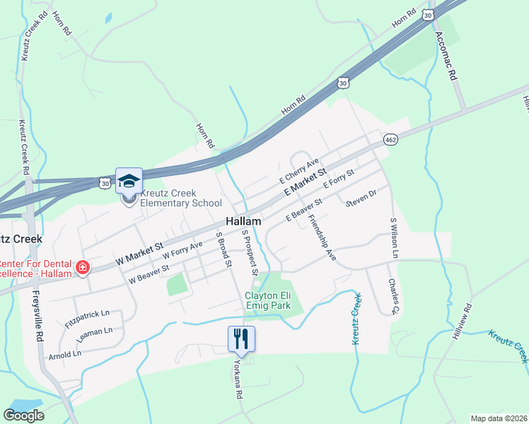 map of restaurants, bars, coffee shops, grocery stores, and more near in Hallam