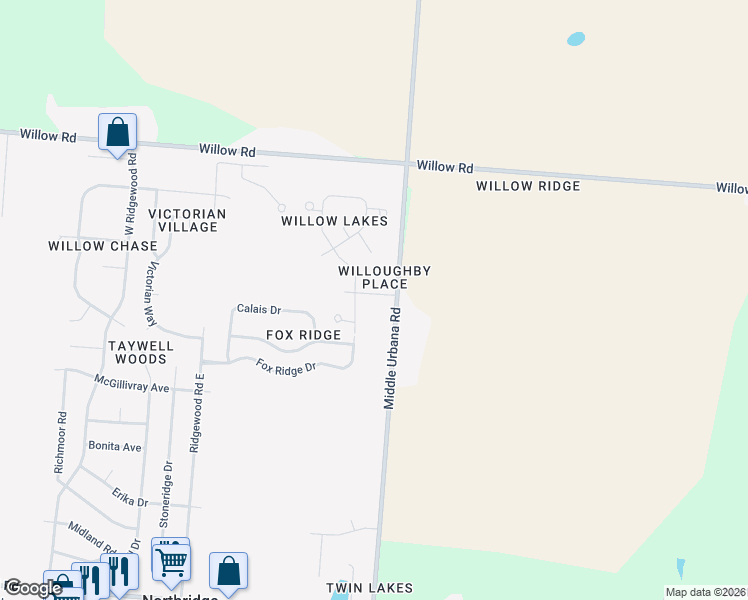 map of restaurants, bars, coffee shops, grocery stores, and more near 1971 Willoughby Avenue in Springfield