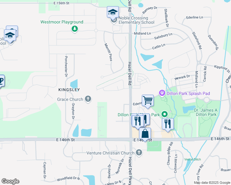 map of restaurants, bars, coffee shops, grocery stores, and more near 5691 Polk Drive in Noblesville
