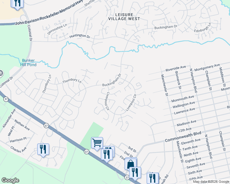 map of restaurants, bars, coffee shops, grocery stores, and more near 951A Liverpool Circle in Manchester Township