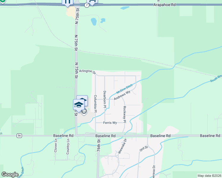 map of restaurants, bars, coffee shops, grocery stores, and more near 1038 Diamond Court in Boulder