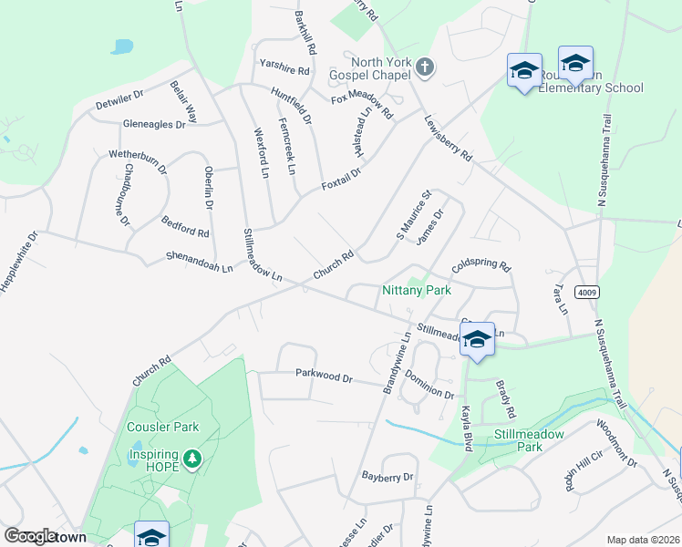 map of restaurants, bars, coffee shops, grocery stores, and more near 788 Church Road in York