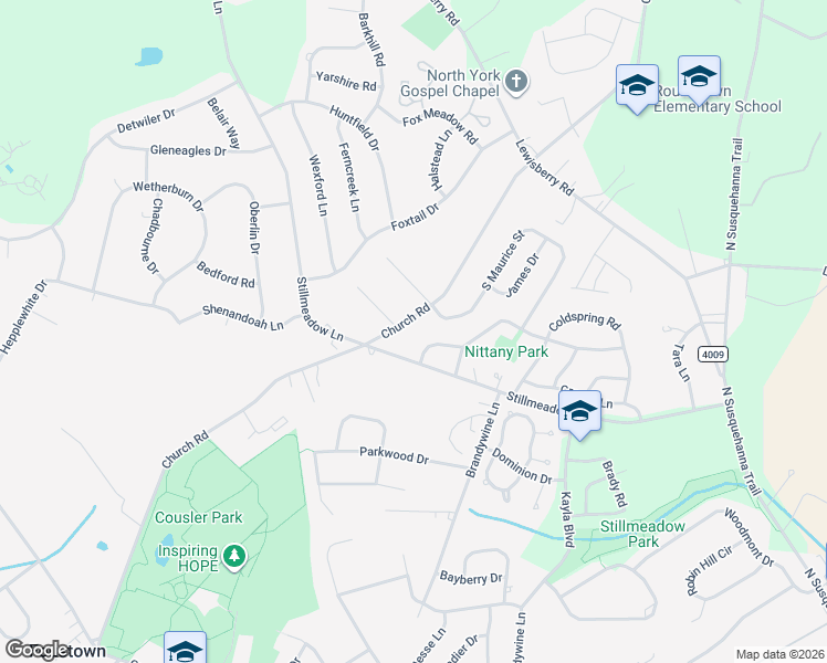 map of restaurants, bars, coffee shops, grocery stores, and more near 788 Church Road in York