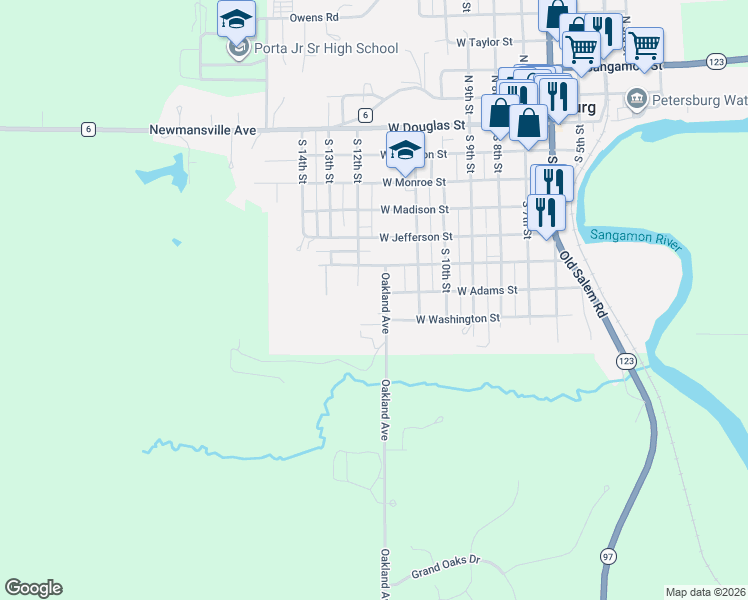 map of restaurants, bars, coffee shops, grocery stores, and more near 656 Eureka Avenue in Petersburg