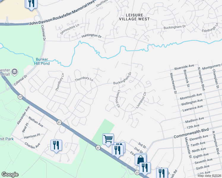 map of restaurants, bars, coffee shops, grocery stores, and more near 921-932 Liverpool Circle in Manchester Township
