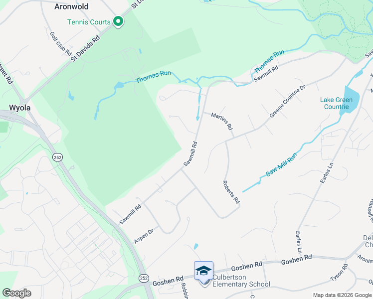 map of restaurants, bars, coffee shops, grocery stores, and more near 3412 Sawmill Road in Newtown Square