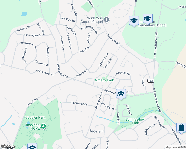 map of restaurants, bars, coffee shops, grocery stores, and more near 680 Olmstead Way in York