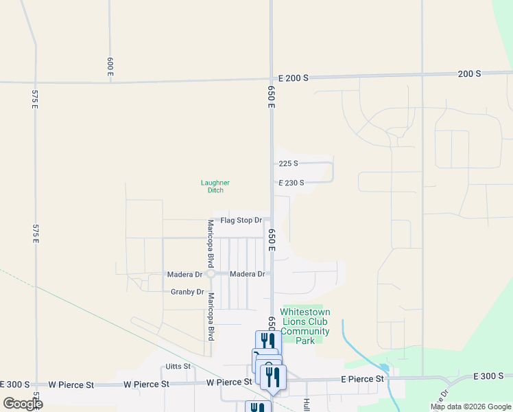 map of restaurants, bars, coffee shops, grocery stores, and more near 2324-2696 North Main Street in Whitestown
