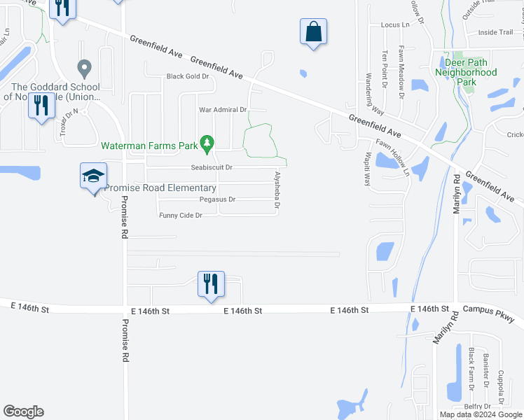 map of restaurants, bars, coffee shops, grocery stores, and more near 14842 War Emblem Drive in Noblesville