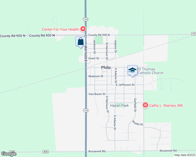 map of restaurants, bars, coffee shops, grocery stores, and more near 112 West Jefferson Street in Philo