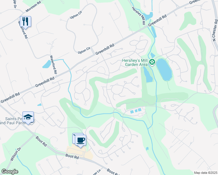 map of restaurants, bars, coffee shops, grocery stores, and more near 380 Eaton Way in West Chester