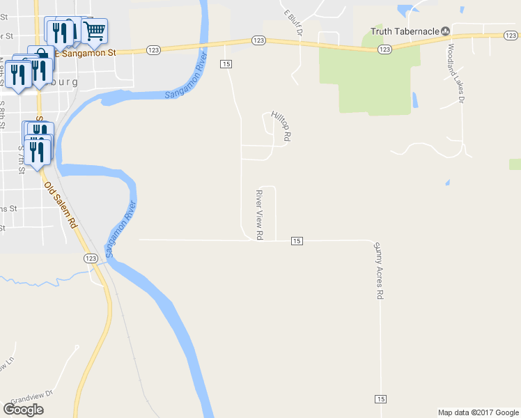 map of restaurants, bars, coffee shops, grocery stores, and more near 17122 River View Road in Petersburg