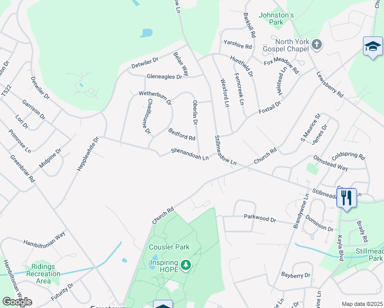 map of restaurants, bars, coffee shops, grocery stores, and more near in York