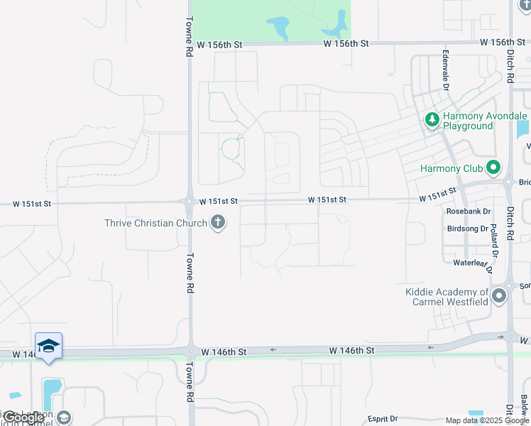 map of restaurants, bars, coffee shops, grocery stores, and more near 2192 West 151st Street in Westfield