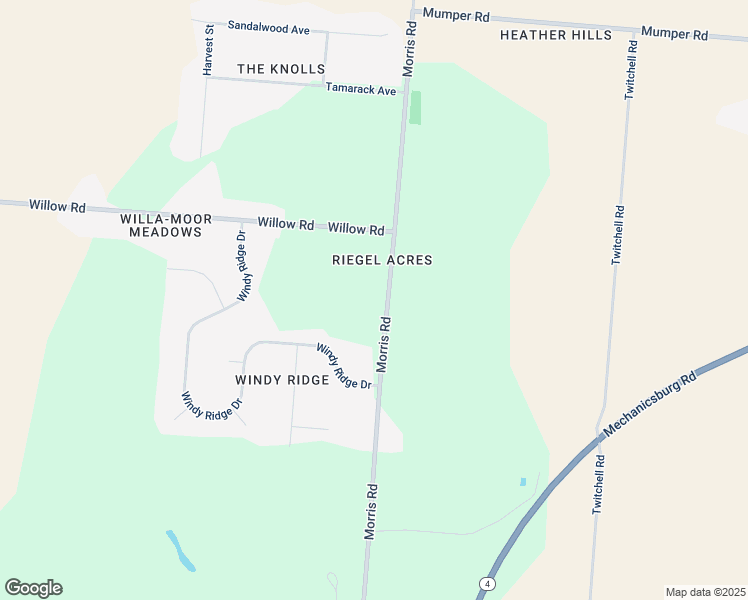 map of restaurants, bars, coffee shops, grocery stores, and more near 5927 Morris Road in Springfield