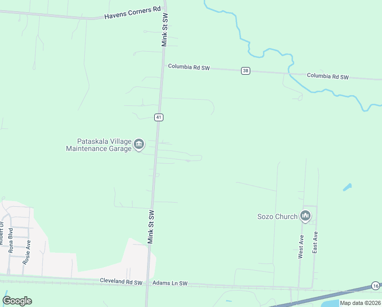 map of restaurants, bars, coffee shops, grocery stores, and more near 5823 Mink Street Southwest in Pataskala