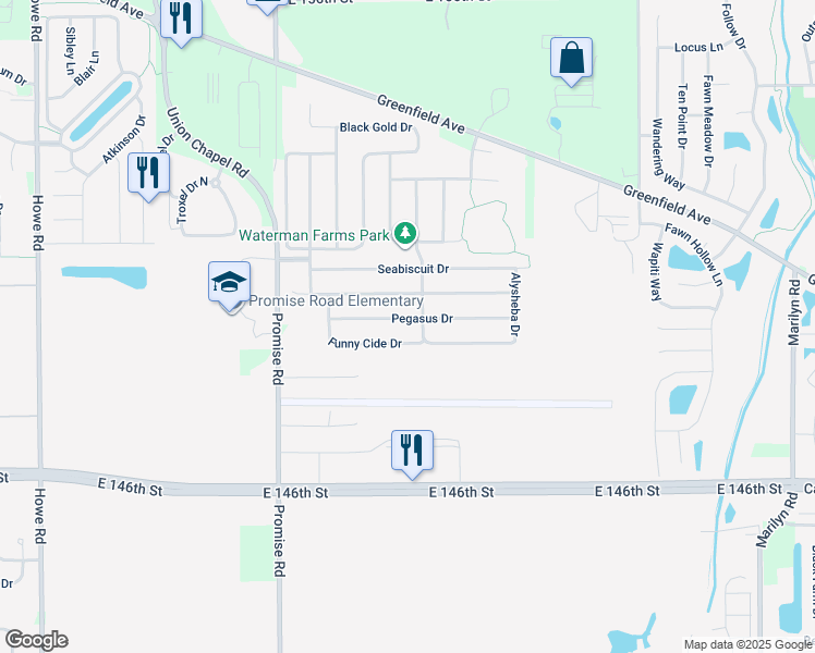 map of restaurants, bars, coffee shops, grocery stores, and more near 11293 Lucky Dan Drive in Noblesville