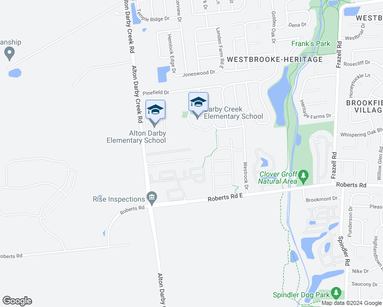 map of restaurants, bars, coffee shops, grocery stores, and more near 6521 Sherry Lane in Hilliard