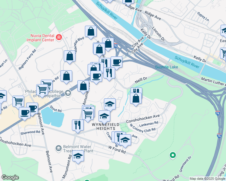 map of restaurants, bars, coffee shops, grocery stores, and more near 4040 Presidential Boulevard in Philadelphia