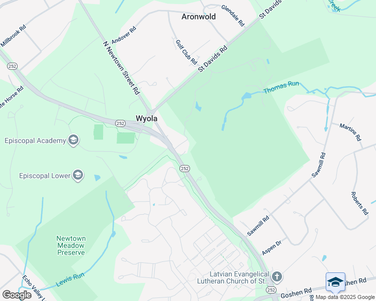 map of restaurants, bars, coffee shops, grocery stores, and more near 535 North Newtown Street Road in Newtown Square