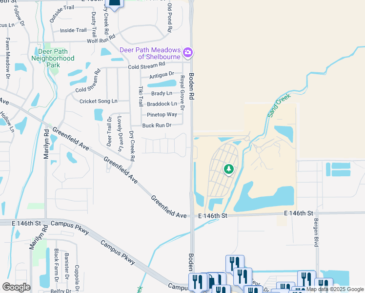 map of restaurants, bars, coffee shops, grocery stores, and more near 12751 Blue Holly Drive in Noblesville