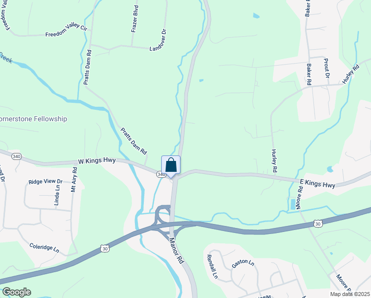 map of restaurants, bars, coffee shops, grocery stores, and more near 1107 South Manor Road in Coatesville