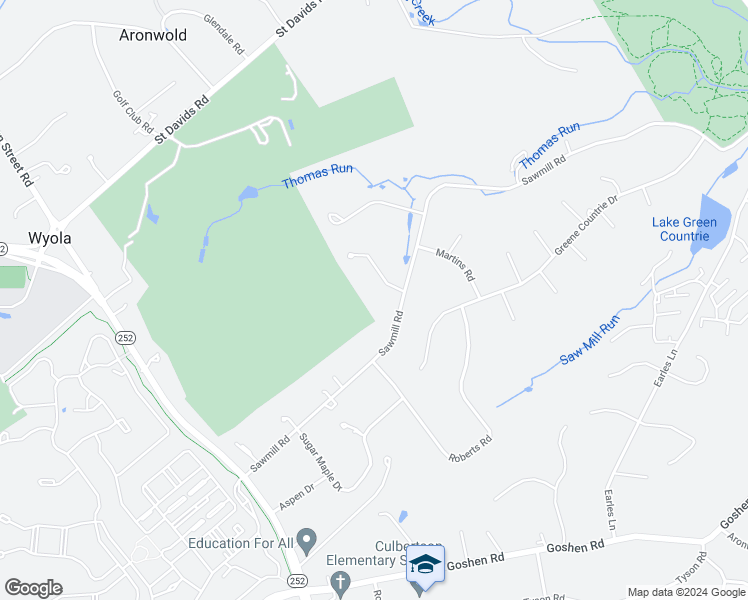 map of restaurants, bars, coffee shops, grocery stores, and more near 3 Boulder Creek Lane in Newtown Square