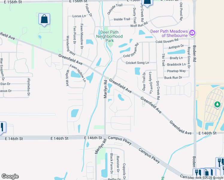 map of restaurants, bars, coffee shops, grocery stores, and more near 14779 Sir Barton Drive in Noblesville