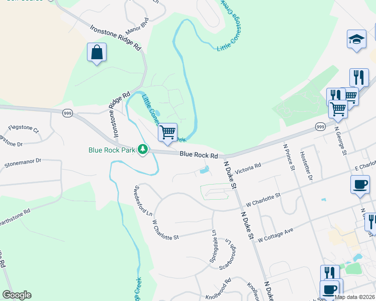 map of restaurants, bars, coffee shops, grocery stores, and more near 263 Blue Rock Road in Millersville