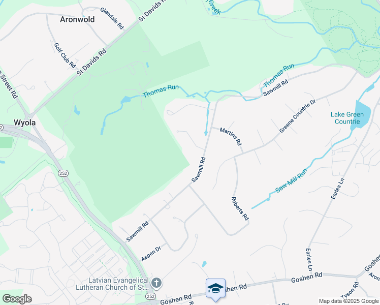 map of restaurants, bars, coffee shops, grocery stores, and more near 3 Boulder Creek Lane in Newtown Square