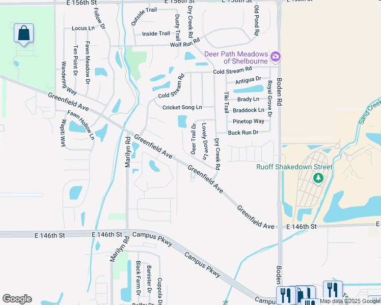 map of restaurants, bars, coffee shops, grocery stores, and more near 12410 Deerview Drive in Noblesville