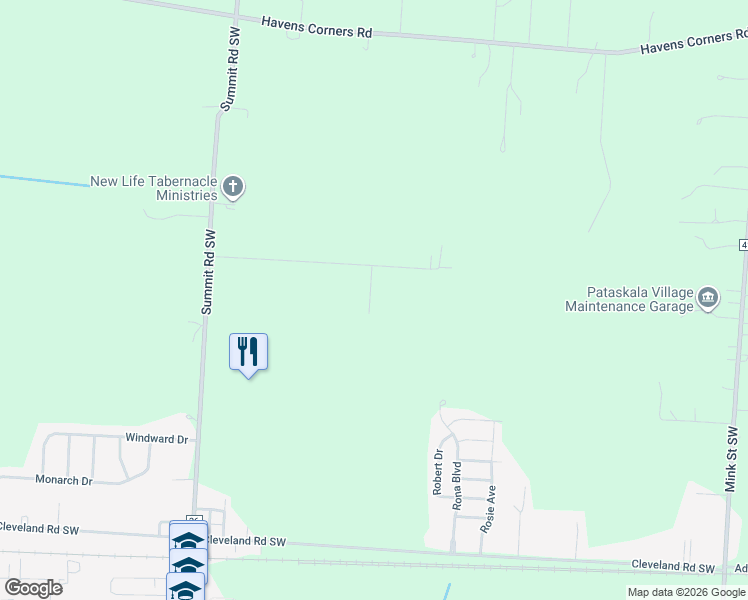 map of restaurants, bars, coffee shops, grocery stores, and more near 13683 Halloon Lane Southwest in Pataskala