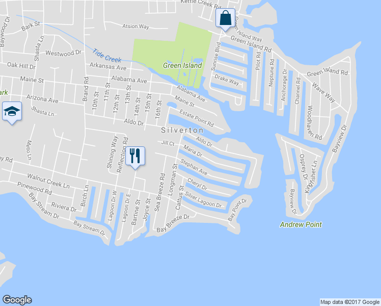 map of restaurants, bars, coffee shops, grocery stores, and more near 311 Maria Drive in Toms River