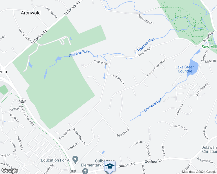 map of restaurants, bars, coffee shops, grocery stores, and more near 3406 Sawmill Road in Newtown Square