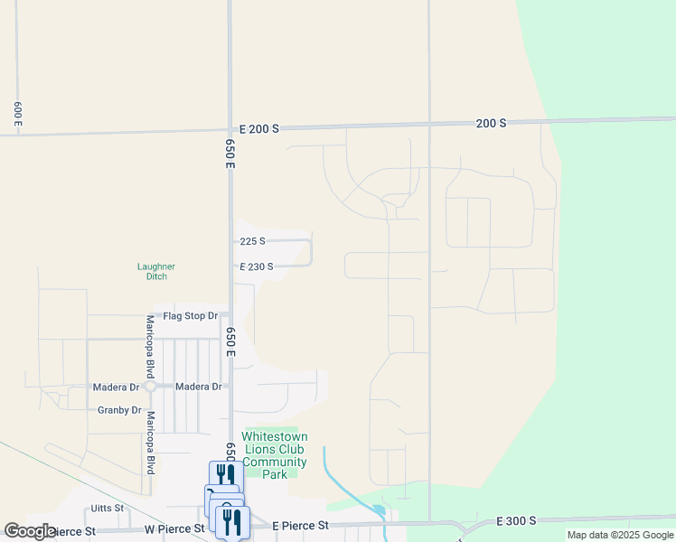 map of restaurants, bars, coffee shops, grocery stores, and more near 6840 Orchard Run Circle in Whitestown
