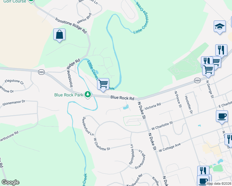map of restaurants, bars, coffee shops, grocery stores, and more near 263 Blue Rock Road in Millersville
