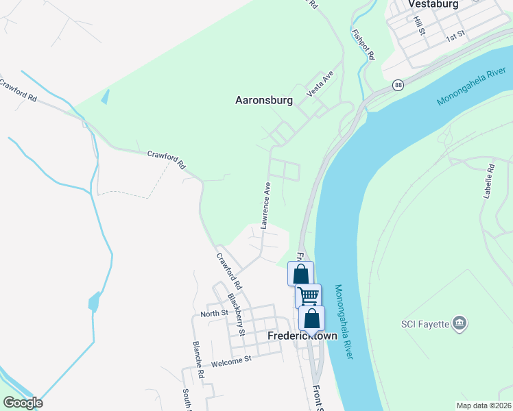 map of restaurants, bars, coffee shops, grocery stores, and more near 67 Lawrence Avenue in Fredericktown