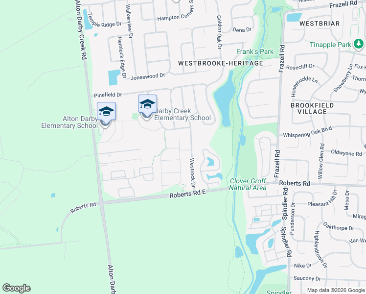 map of restaurants, bars, coffee shops, grocery stores, and more near 6048 Glade Run Court in Hilliard