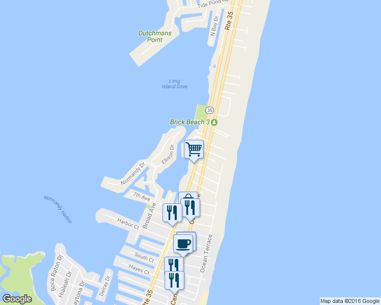 map of restaurants, bars, coffee shops, grocery stores, and more near 318 W Kupper Dr in Mantoloking