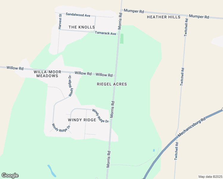 map of restaurants, bars, coffee shops, grocery stores, and more near 5927 Morris Road in Springfield
