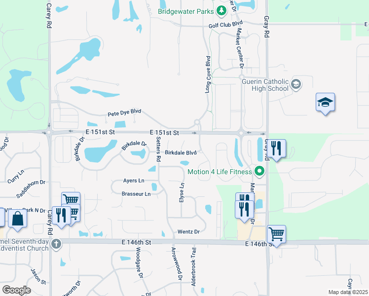 map of restaurants, bars, coffee shops, grocery stores, and more near 15011 Karsten Circle in Carmel