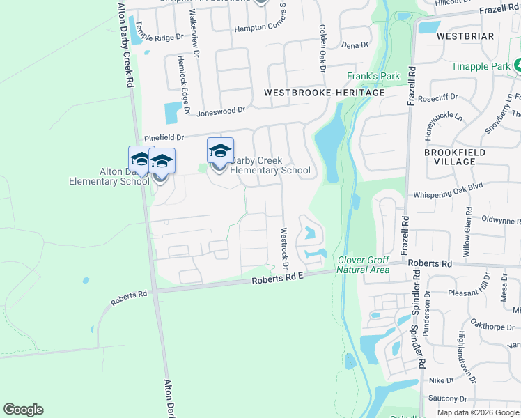 map of restaurants, bars, coffee shops, grocery stores, and more near 6048 Glade Run Court in Hilliard