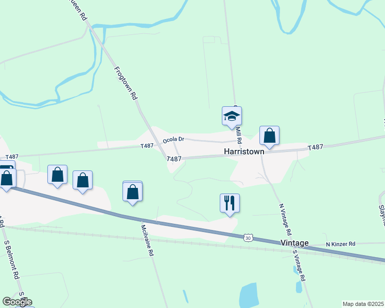 map of restaurants, bars, coffee shops, grocery stores, and more near 113 Harristown Road in Paradise