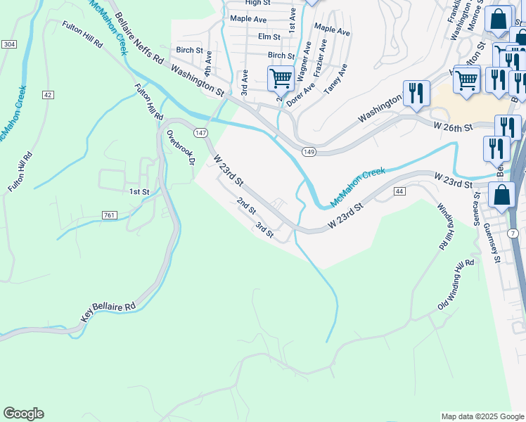 map of restaurants, bars, coffee shops, grocery stores, and more near 23214 West 23rd Street in Bellaire