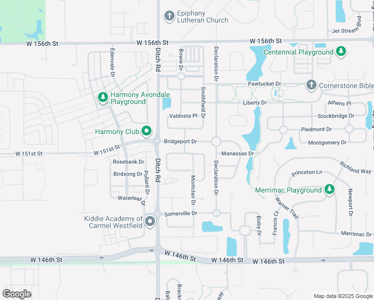 map of restaurants, bars, coffee shops, grocery stores, and more near 1310 Monmouth Drive in Westfield